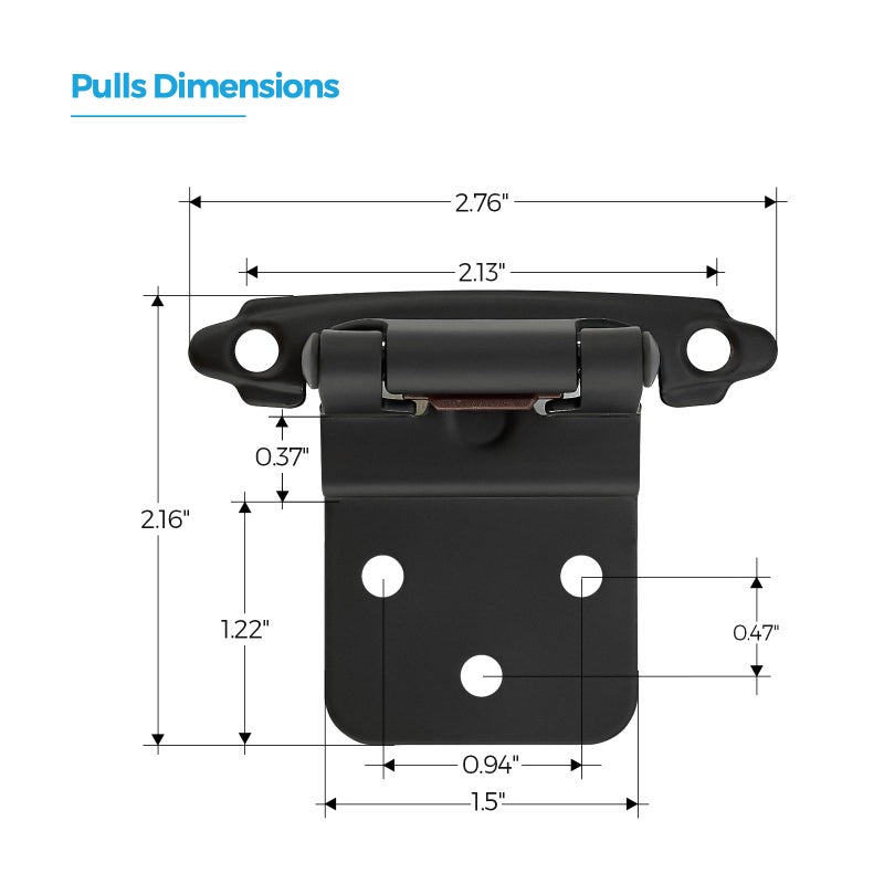Ravinte Hardware 20 Pack (10 Pairs) 3/8 Inch Insert Kitchen Cabinet Hinges, Matte Black Self Closing Hinges for Kitchen Cabinet Doors, Semi-Concealed Cupboard Hardware, Face Mount Hardware, Black - Image 5